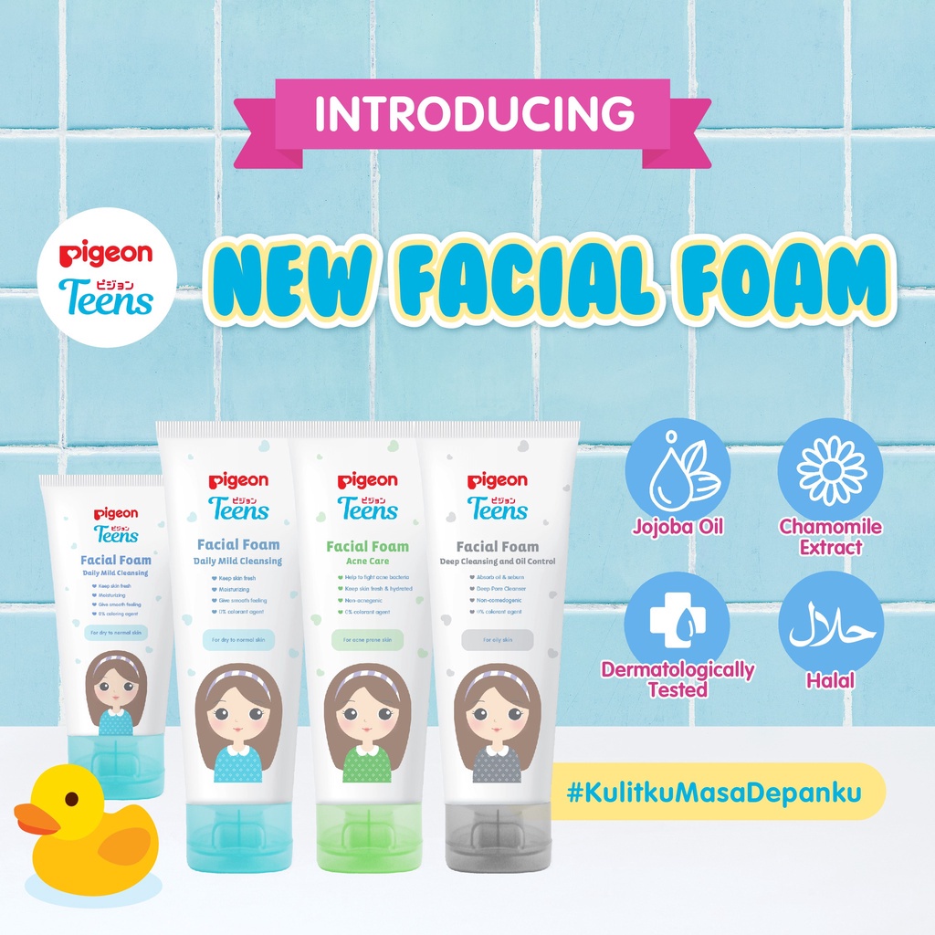 PIGEON Teens Facial Foam Deep Cleansing & Oil Control 100 ml Untuk Kulit Berminyak Foto 3