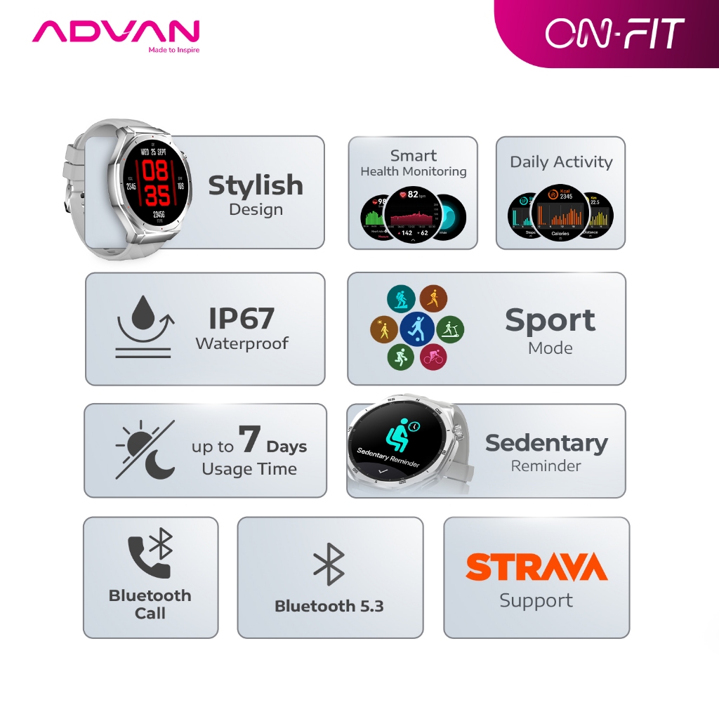 Advan ONFIT P4 Smartwatch Bluetooth Calling Foto 3