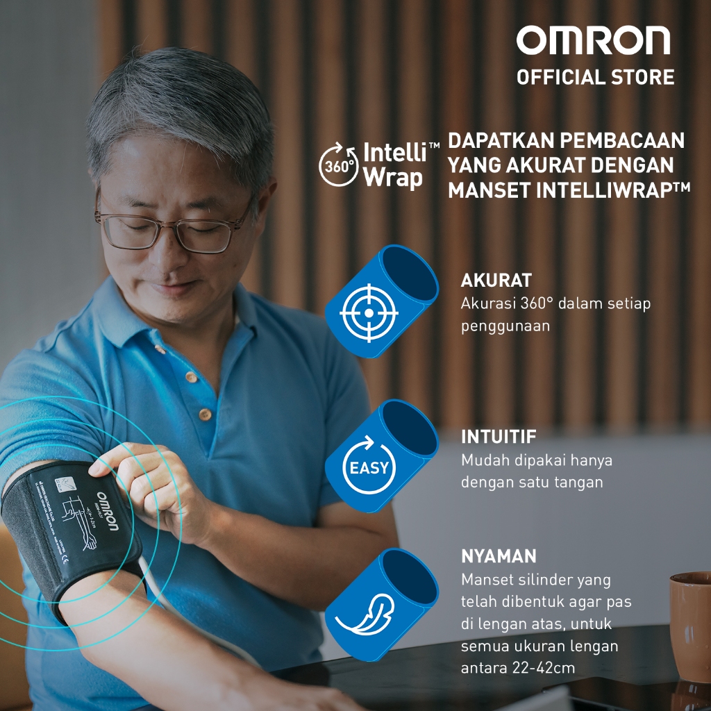 Tensimeter Digital OMRON HEM-7156T Bluetooth IntelliWrap Manset L 22-42cm Foto 4