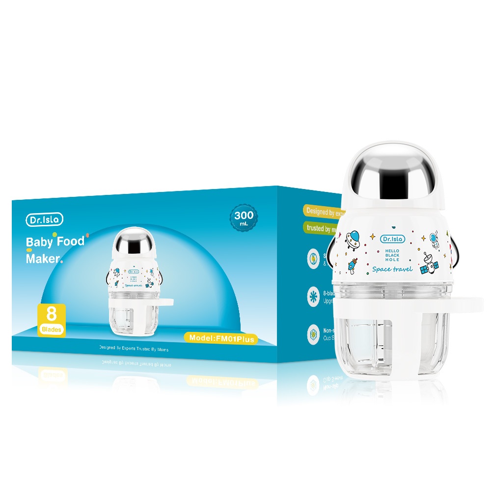 Dr.isla Blender MPASI FM01 8 Bilah Portabel Food Processor Kaca 300ML Foto 5